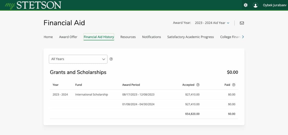 Certificate from Stetson University
